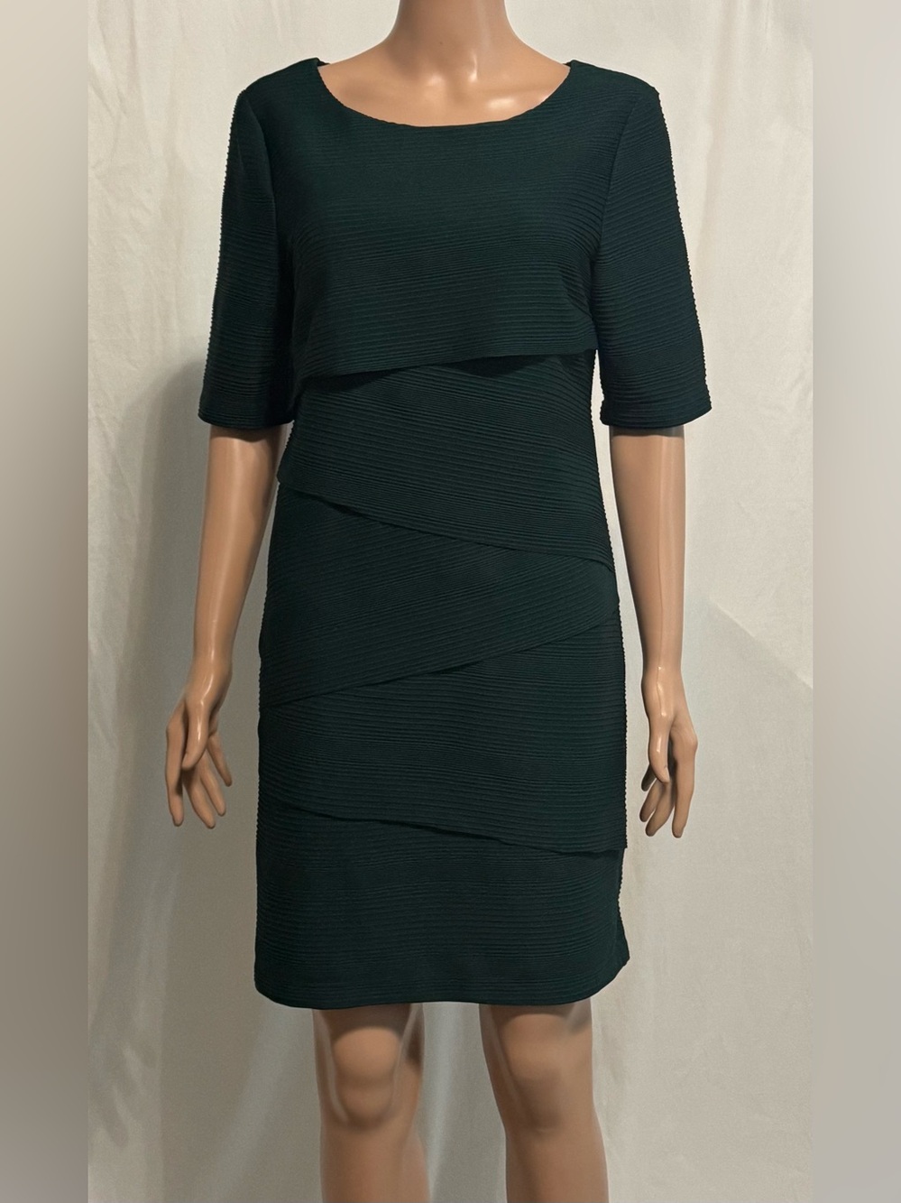 Connected Petite Textured Sheath Dress Pine Green Size 4P